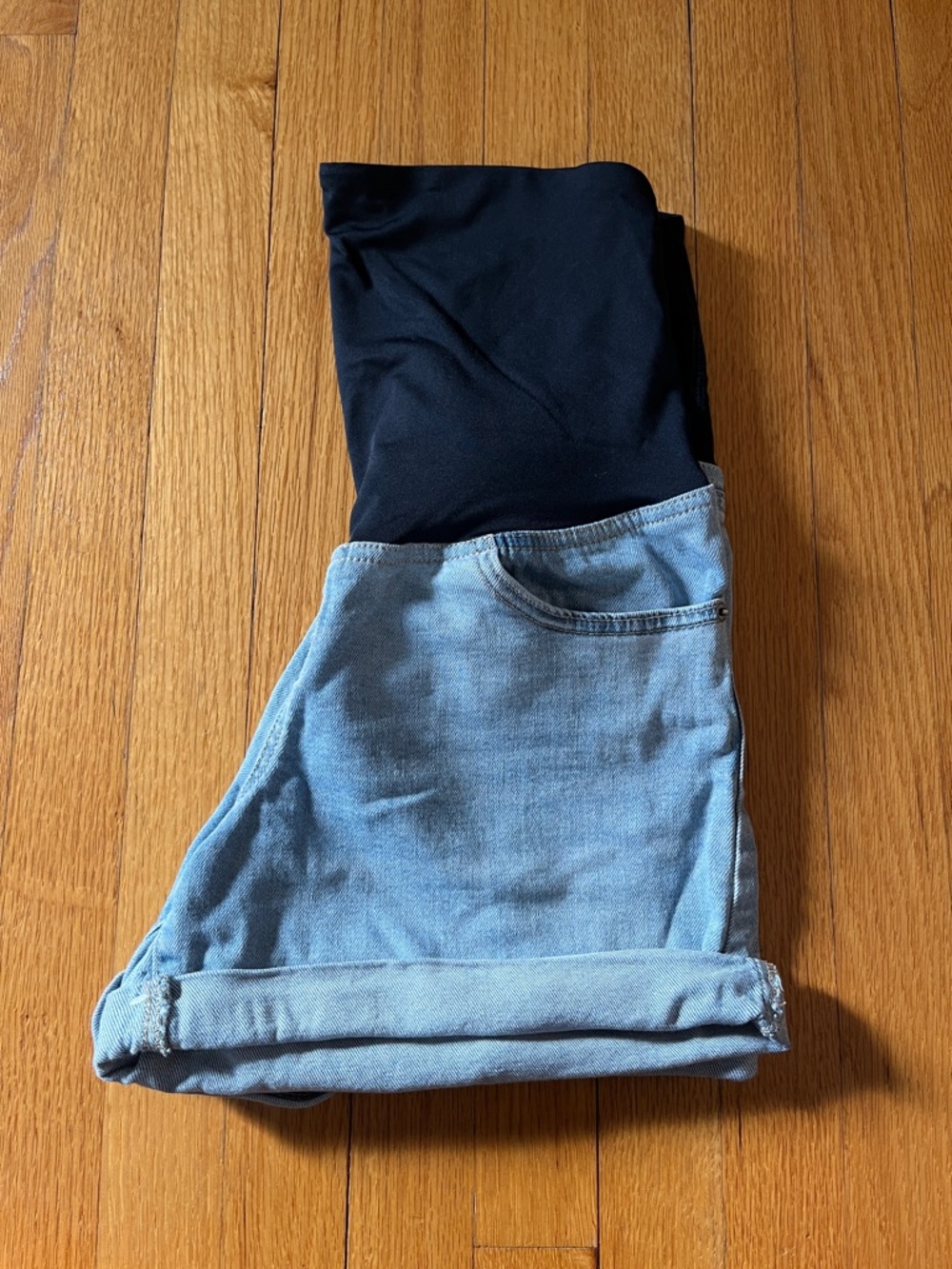 Isabel Light Wash Maternity Jeans with Navy Stretch Panel